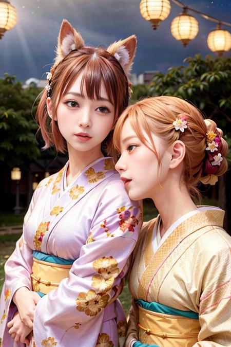 Realistic Kimono Clothes With Umbrella