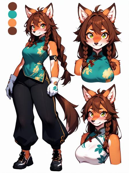 Character Design Sheet (HELPER) (3-PERSPECTIVES)+(COLOR PALETTE) - Illustrious XL | FLUX | XL PONY | SD 1.5 - by YeiyeiArt