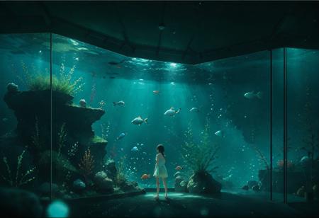 (Experimental Concept) Lonely Universe composition / Composition of the world through a huge glass window
