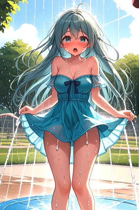 girl like splash pad / drinking fountain