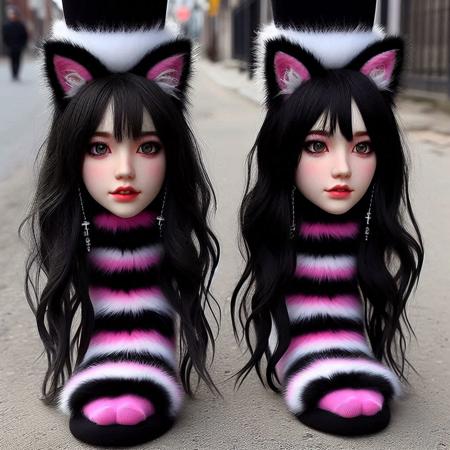 Neko Goth Girl on Feet