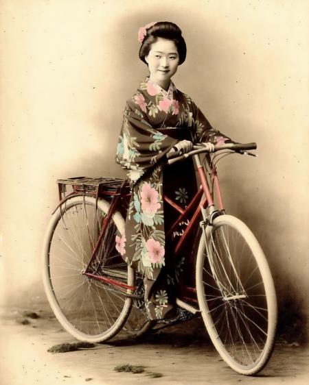 Tamamura's art, hand-colored in the chicken albumen paper style.