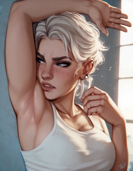 Sniffing / smelling (own) armpit - Pony