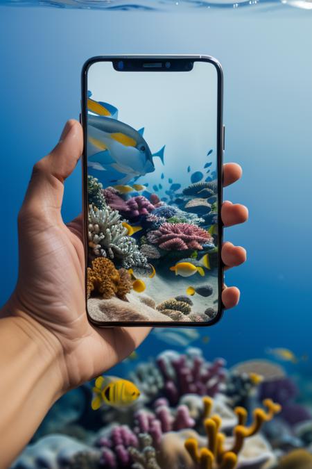 【Phone prototype Lora】 holding a phone  realistically photographed picture