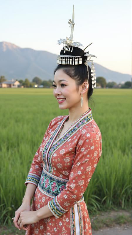 贵州肇兴侗寨的侗族少女服饰