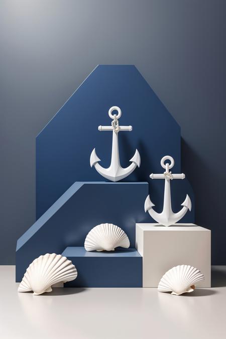 【E-commerce background】 Fresh and clean art style product empty display booth no human