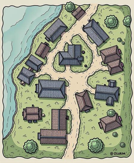 Envy Flux Fantasy Town Map 01 - Town and village maps for D&D and other RPGs
