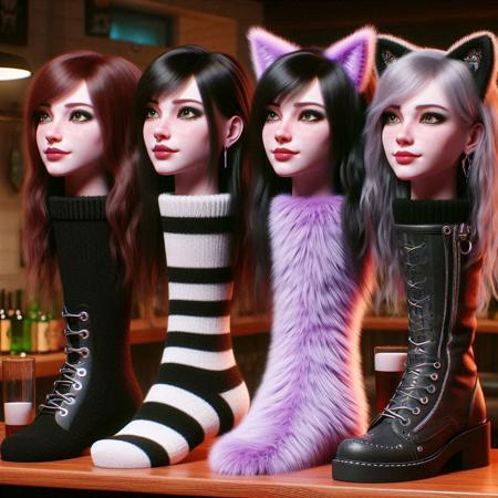Neko Goth Girl on Feet