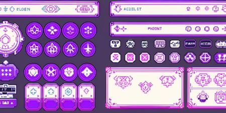 HEZI flat panel pixel game ui