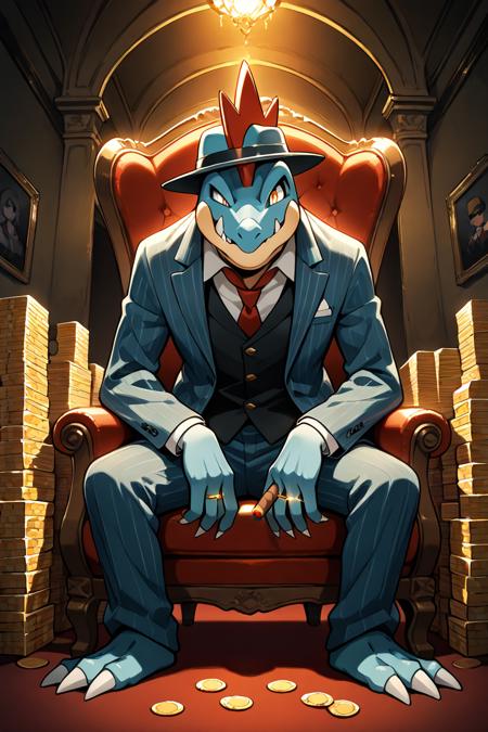 Feraligatr: Big Jaw Pokémon | オーダイル (Pokedex #0160) [Illustrious]