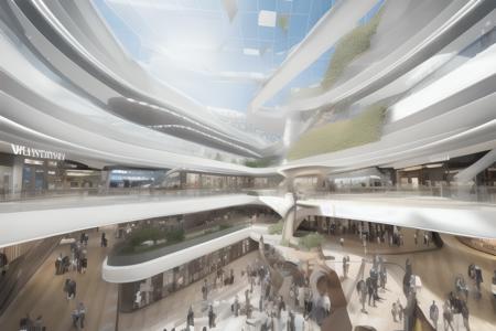 Modern style shopping mall atrium