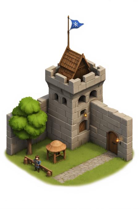 F1 Isometric 3D medieval building and Props Design